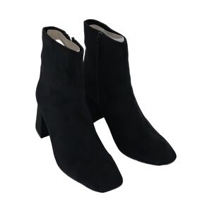 On 34th Margoe Womens Black Microfiber Square Toe Block Heel Booties Size 9.5